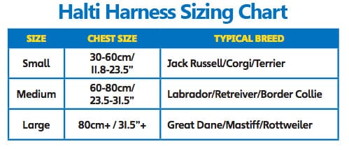 Halti Harness Sizing Chart